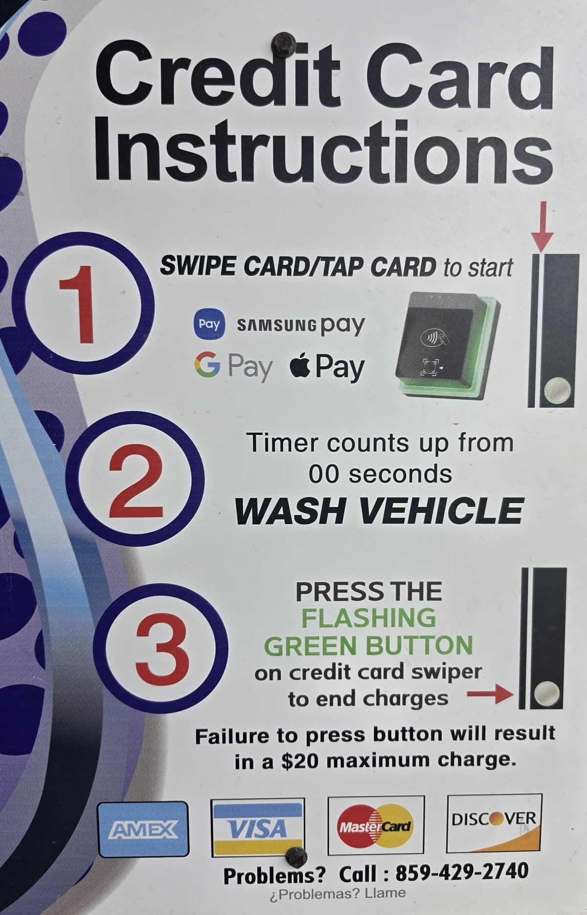 Credit card payment instructions